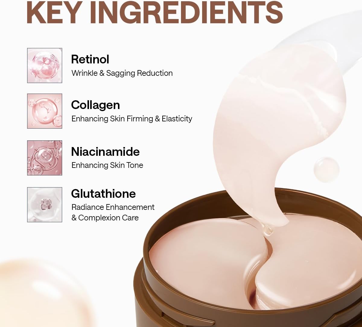 MEDIHEAL Collagen Eye Patches - Retinol Collagen Eye Mask For Dry Eyes With Collagen, Retinol, Niaciamide and Glutathione