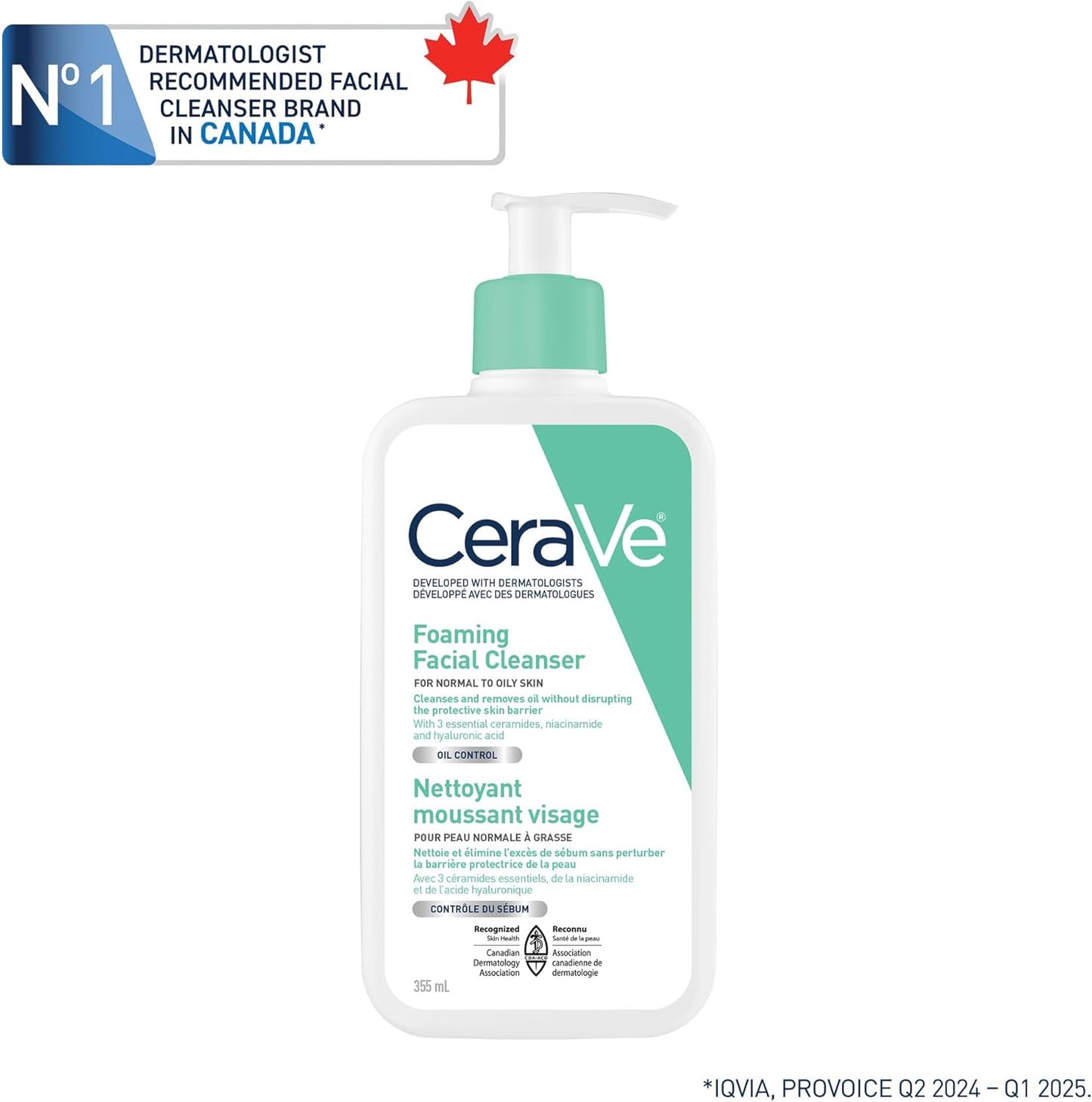 CeraVe Foaming Face Wash, Gel Face Cleanser for Normal to Oily Skin, Removes Excess Oil & Dirt