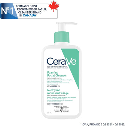CeraVe Foaming Face Wash, Gel Face Cleanser for Normal to Oily Skin, Removes Excess Oil & Dirt