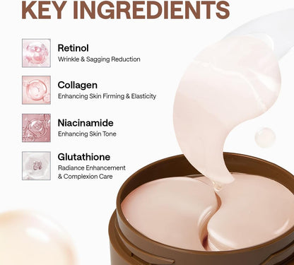MEDIHEAL Collagen Eye Patches - Retinol Collagen Eye Mask For Dry Eyes With Collagen, Retinol, Niaciamide and Glutathione