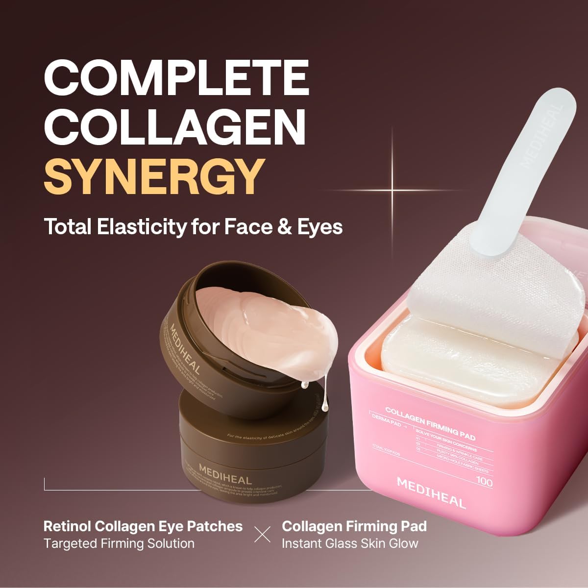 MEDIHEAL Collagen Eye Patches - Retinol Collagen Eye Mask For Dry Eyes With Collagen, Retinol, Niaciamide and Glutathione