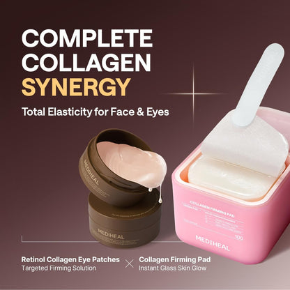 MEDIHEAL Collagen Eye Patches - Retinol Collagen Eye Mask For Dry Eyes With Collagen, Retinol, Niaciamide and Glutathione