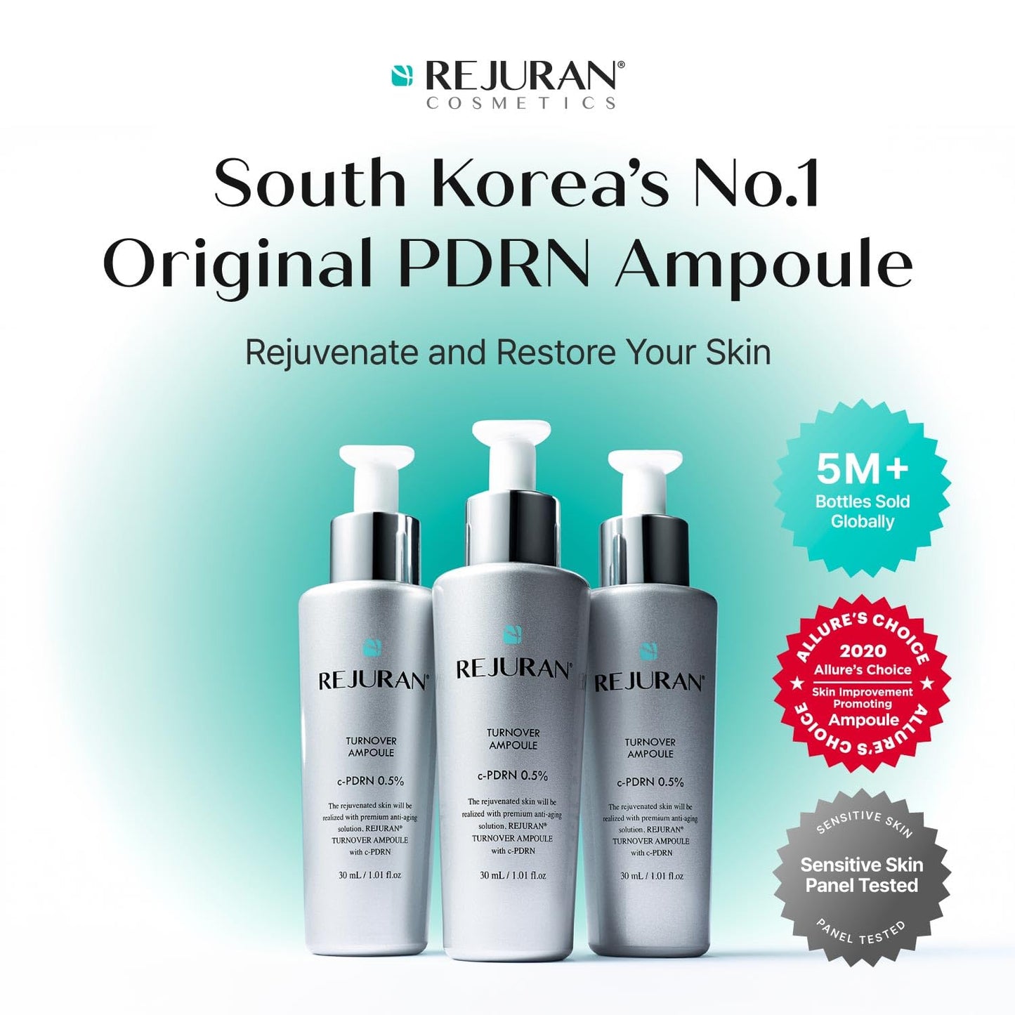 REJURAN® Turnover Ampoule, c-PDRN® – Original Salmon DNA PDRN Face Serum for Rejuvenation, Firming, Hydration