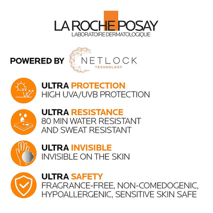 La Roche Posay Anthelios Ultra Fluid Face & Body Sunscreen SPF 50+, High UVA UVB Protection