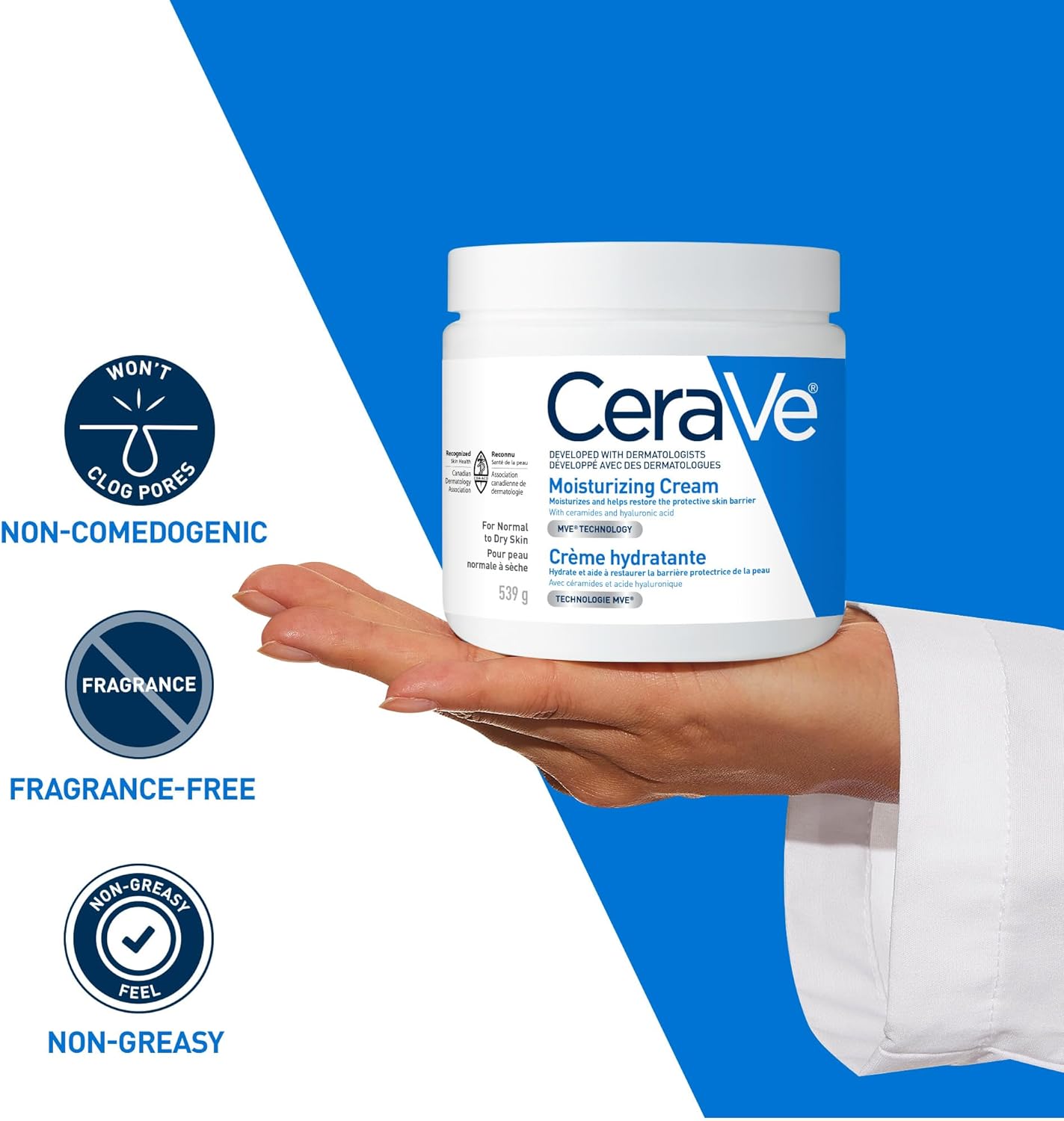 CeraVe Moisturizing Cream, Daily Face, Hands, & Body Cream Moisturizer for Dry Skin