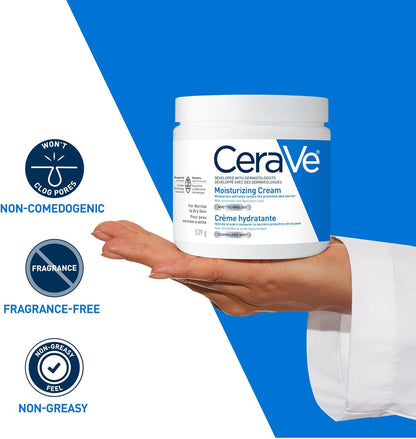 CeraVe Moisturizing Cream, Daily Face, Hands, & Body Cream Moisturizer for Dry Skin