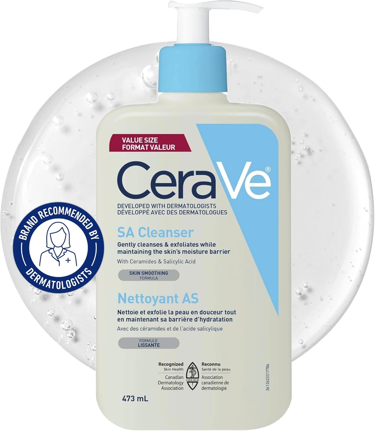 CeraVe Salicylic Acid Cleanser, Renewing Exfoliating Face Wash With Vitamin D