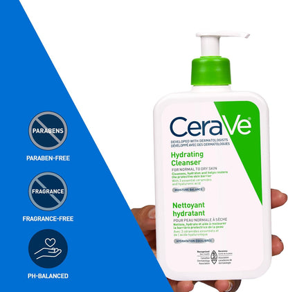 CeraVe Hydrating Face Wash, Daily, Gentle Moisturizing Non-Foaming Facial Cleanser for Men & Women