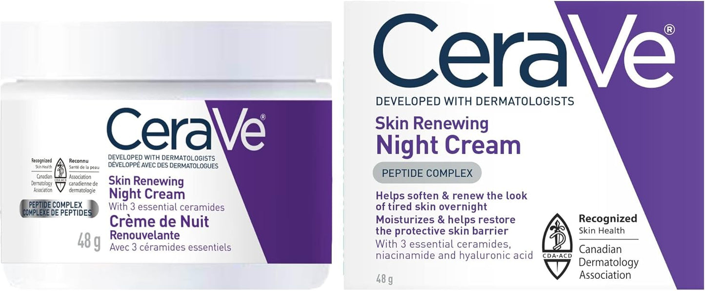 CeraVe Night Cream for Face, Skin Renewing Moisturizer for Men & Women