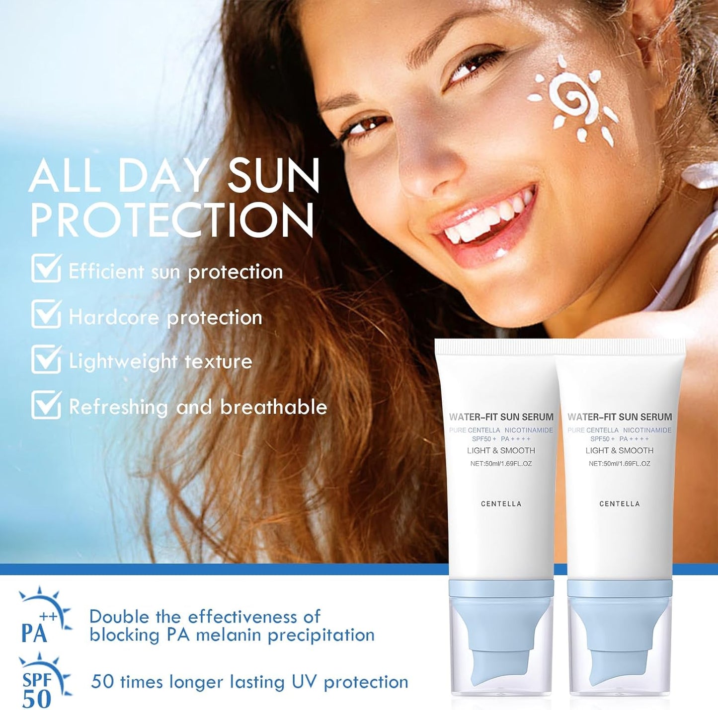 Madagascar Sunscreen Face Serum, Daily UV Defense Sunblock Summer Sunscreen for Face