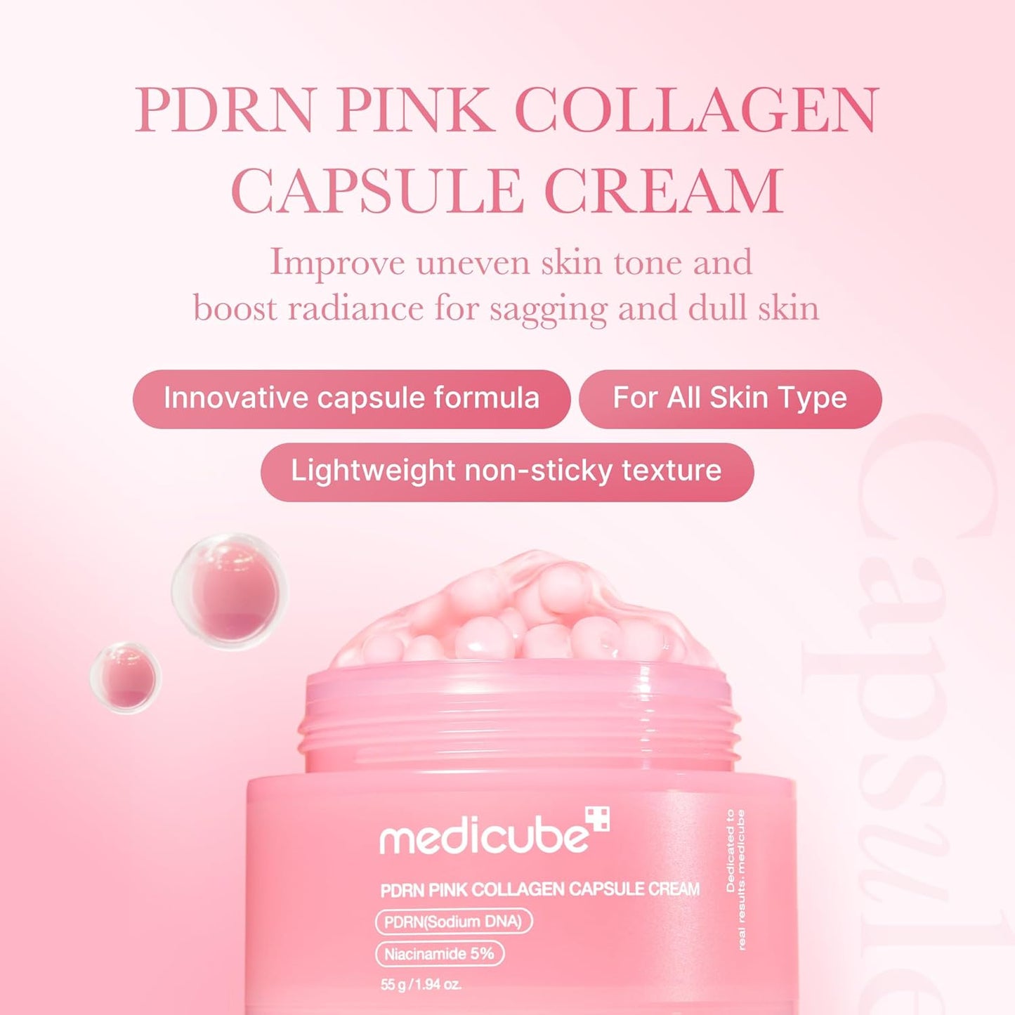 medicube Salmon DNA PDRN Pink Collagen Capsule Cream, Face Moisturizer
