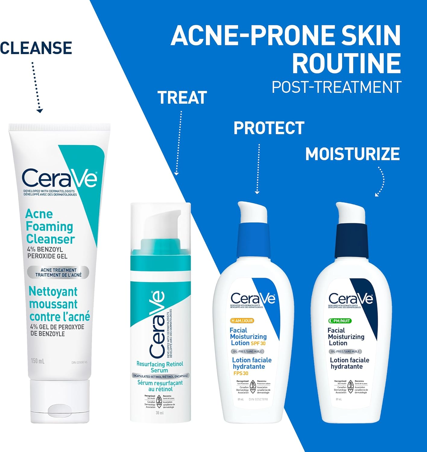 CeraVe 4% Benzoyl Peroxide Acne Treatment Foaming Cleanser Face & Body Wash