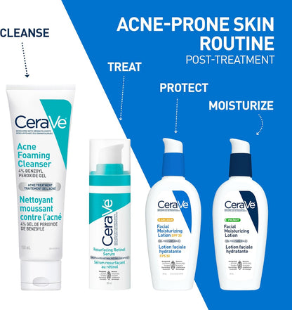 CeraVe 4% Benzoyl Peroxide Acne Treatment Foaming Cleanser Face & Body Wash