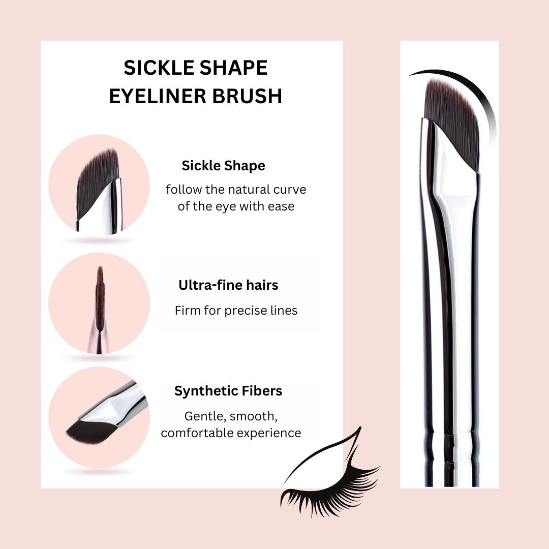 Fine Angled & Sickle Angled Gel Eyeliner Makeup Brush Set