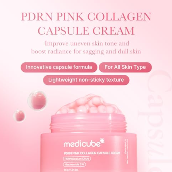 medicube Salmon DNA PDRN Pink Collagen Capsule Cream, Face Moisturizer